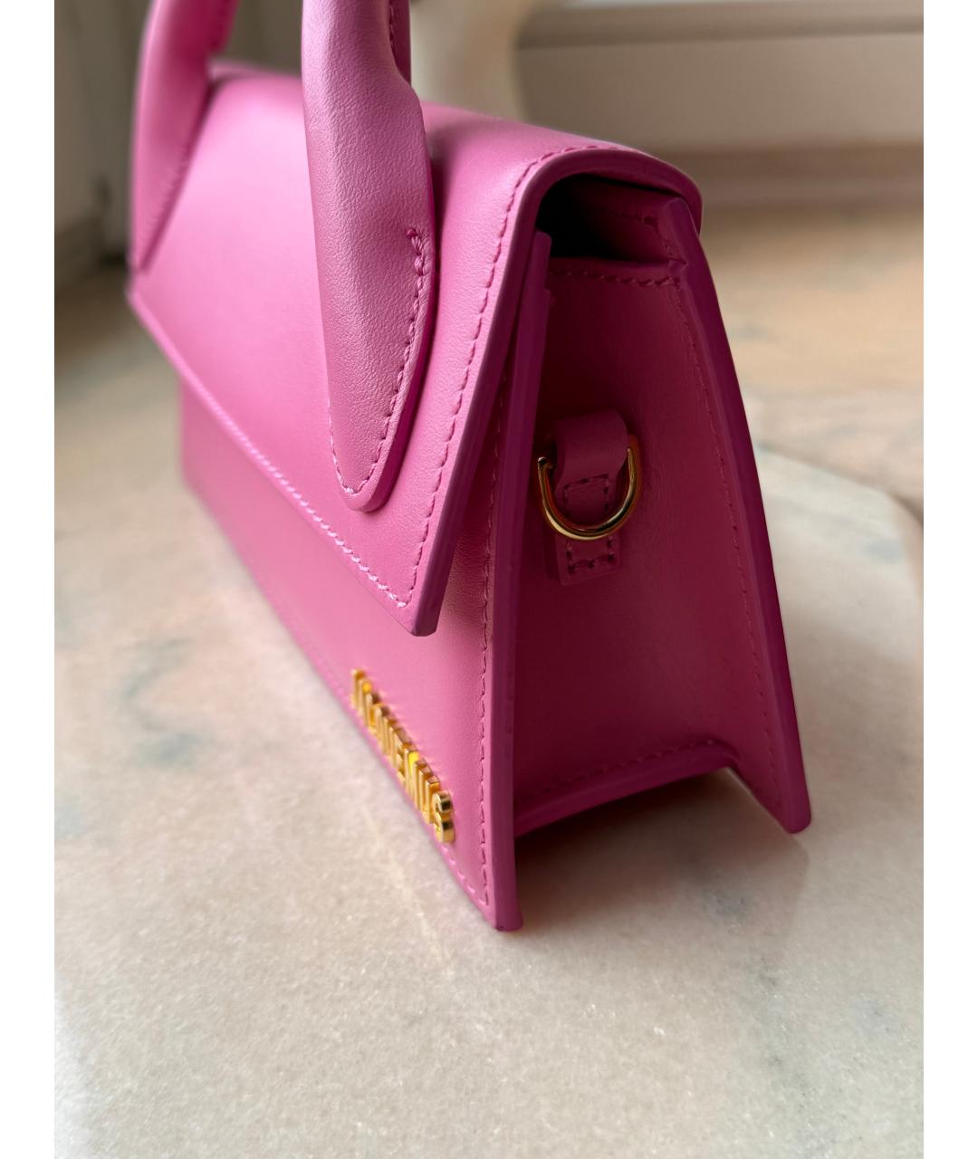JACQUEMUS Фуксия кожаная сумка через плечо, фото 5