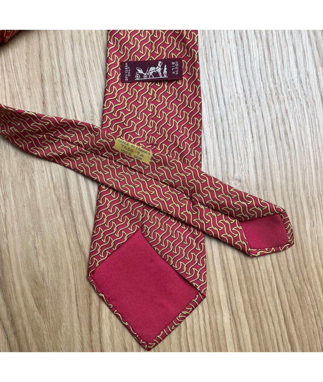 HERMES Красный шелковый галстук, фото 4