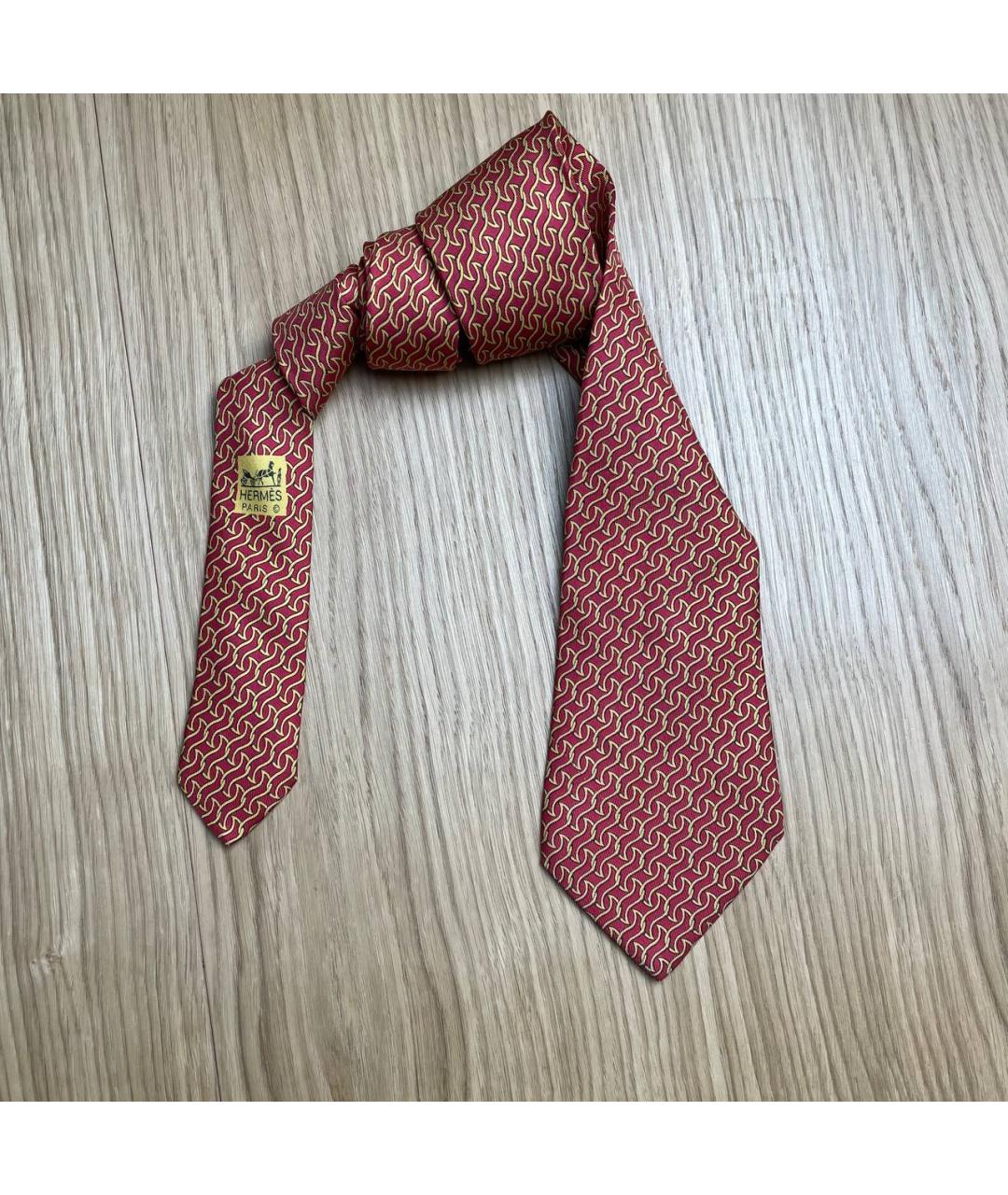HERMES Красный шелковый галстук, фото 3