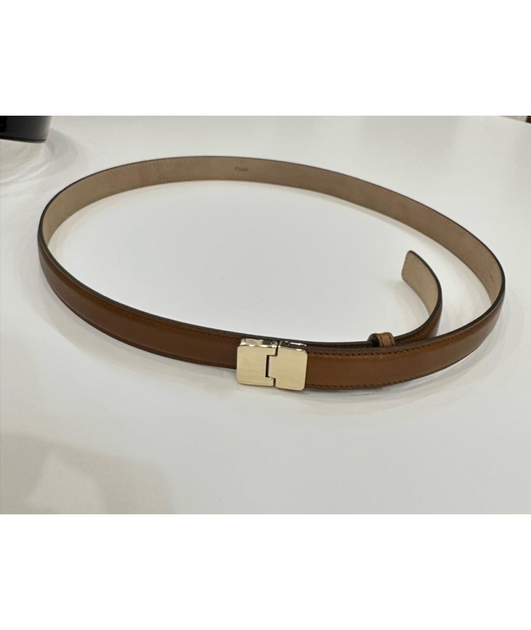 CHLOE Коричневый кожаный ремень, фото 4