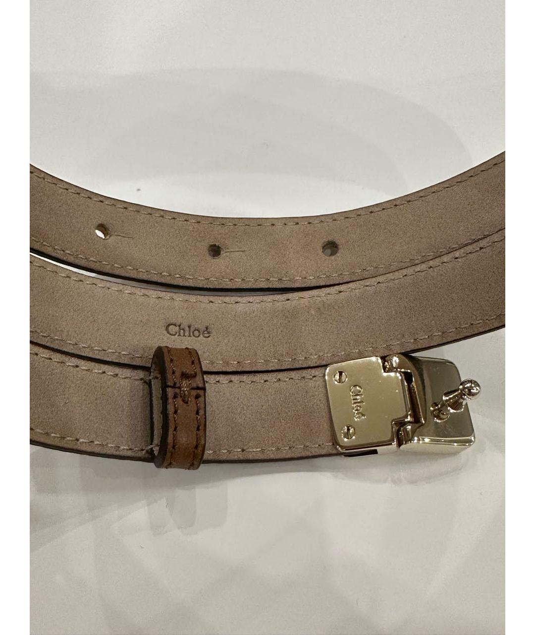 CHLOE Коричневый кожаный ремень, фото 2