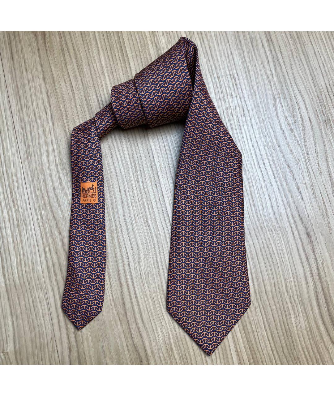 HERMES Синий шелковый галстук, фото 3