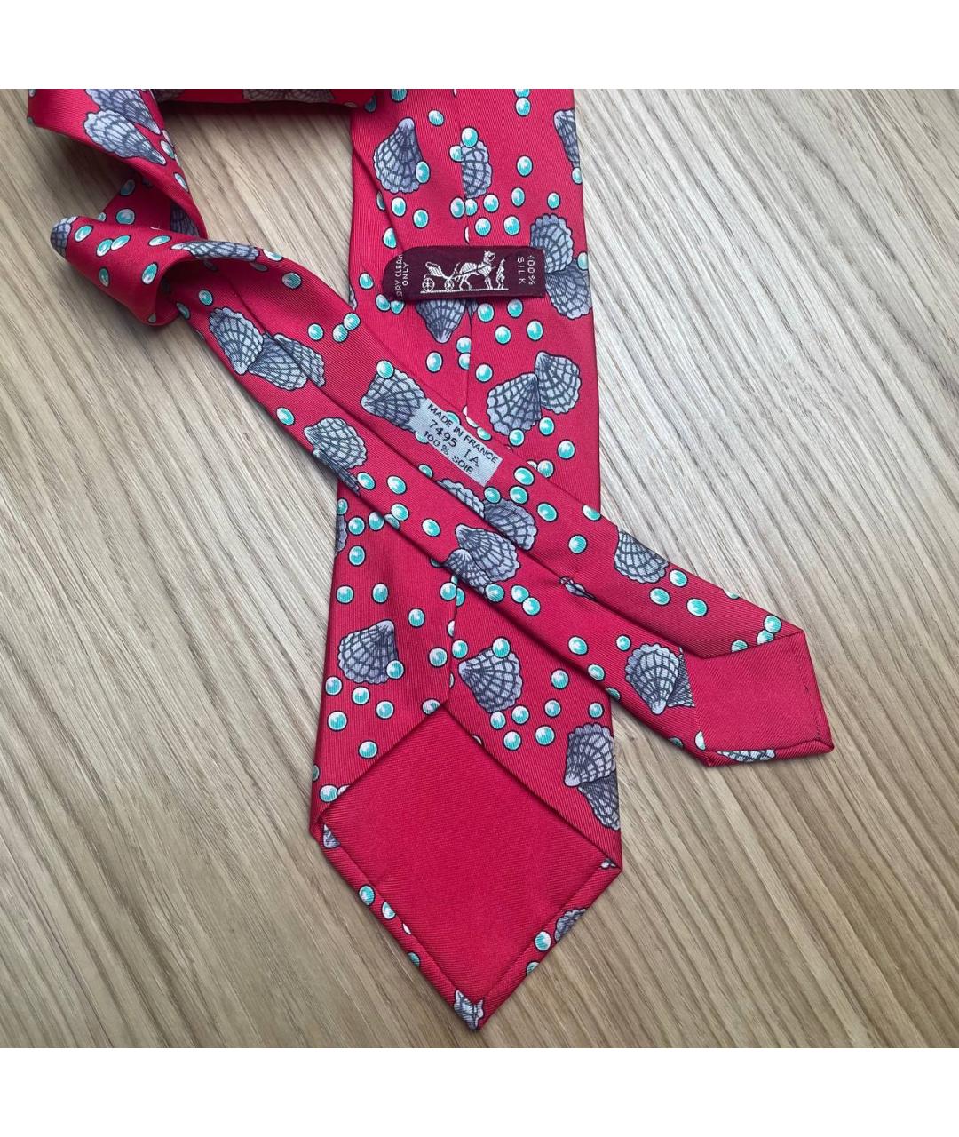 HERMES Красный шелковый галстук, фото 4