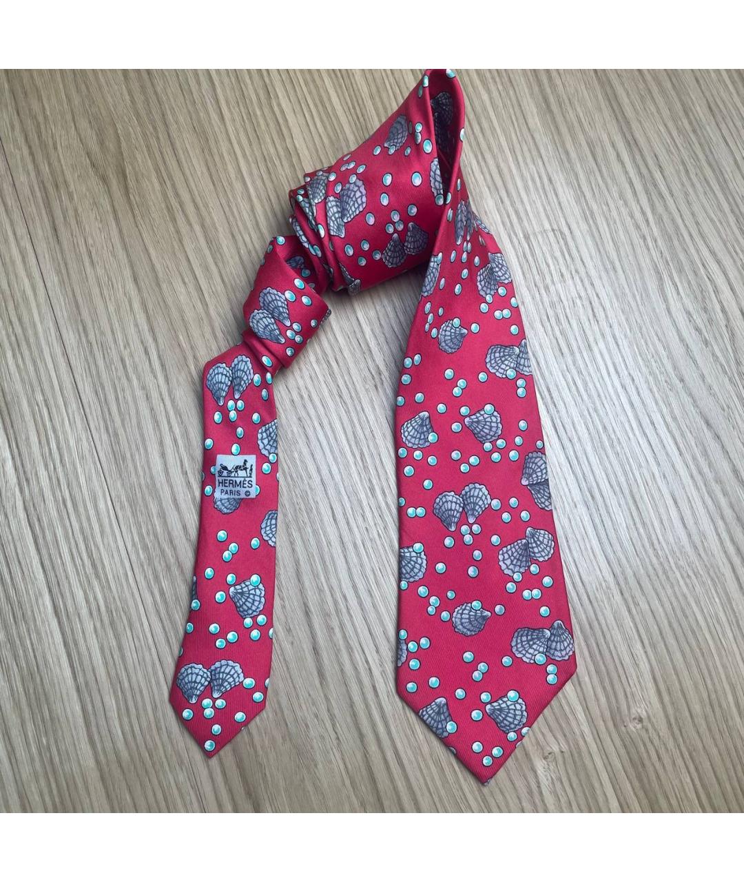 HERMES Красный шелковый галстук, фото 3