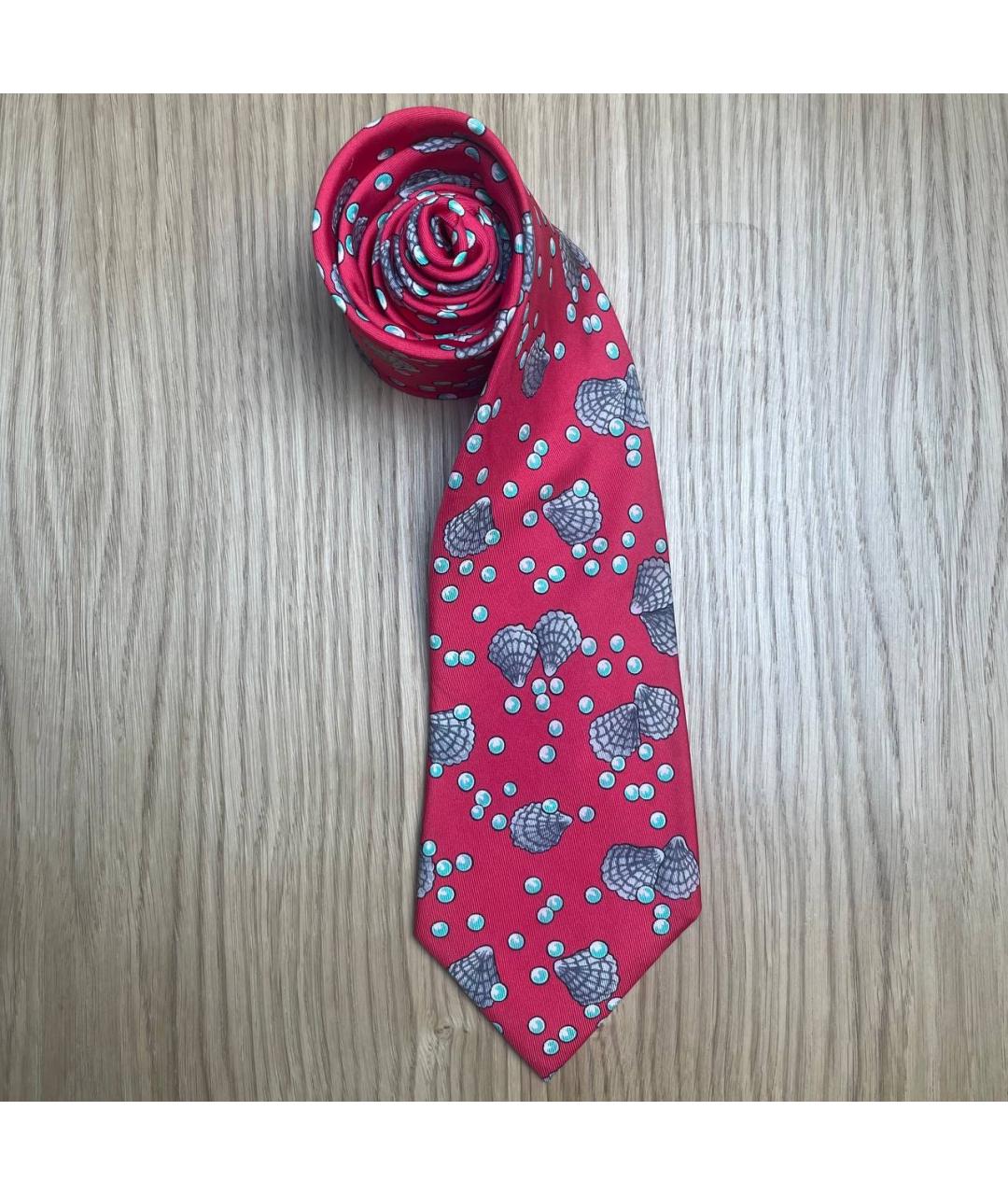 HERMES Красный шелковый галстук, фото 5