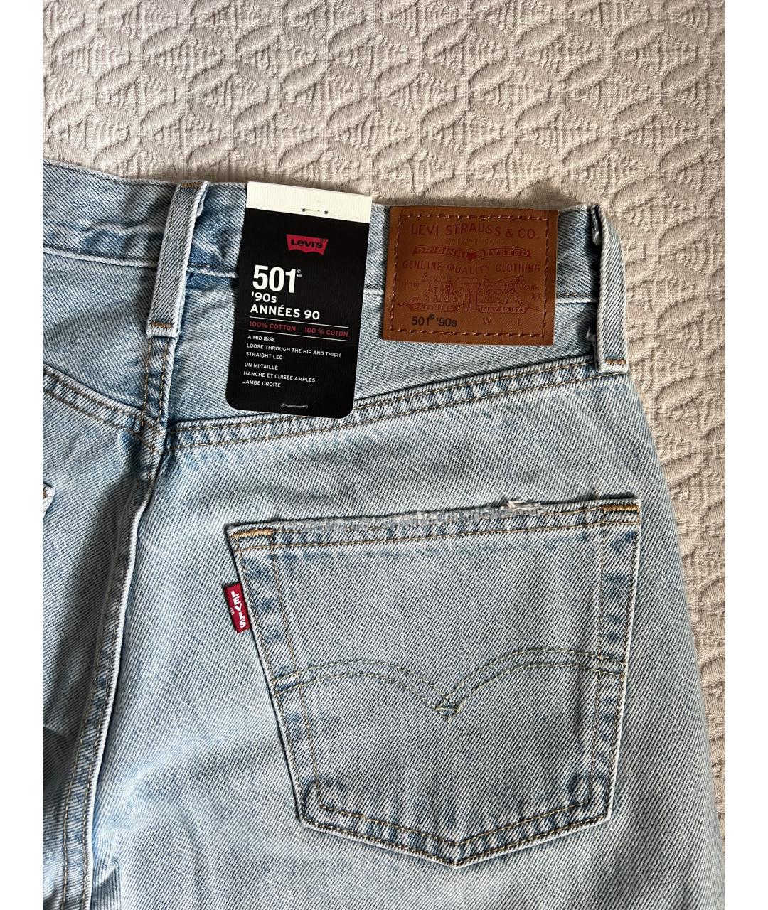 LEVI'S Голубые хлопковые прямые джинсы, фото 5