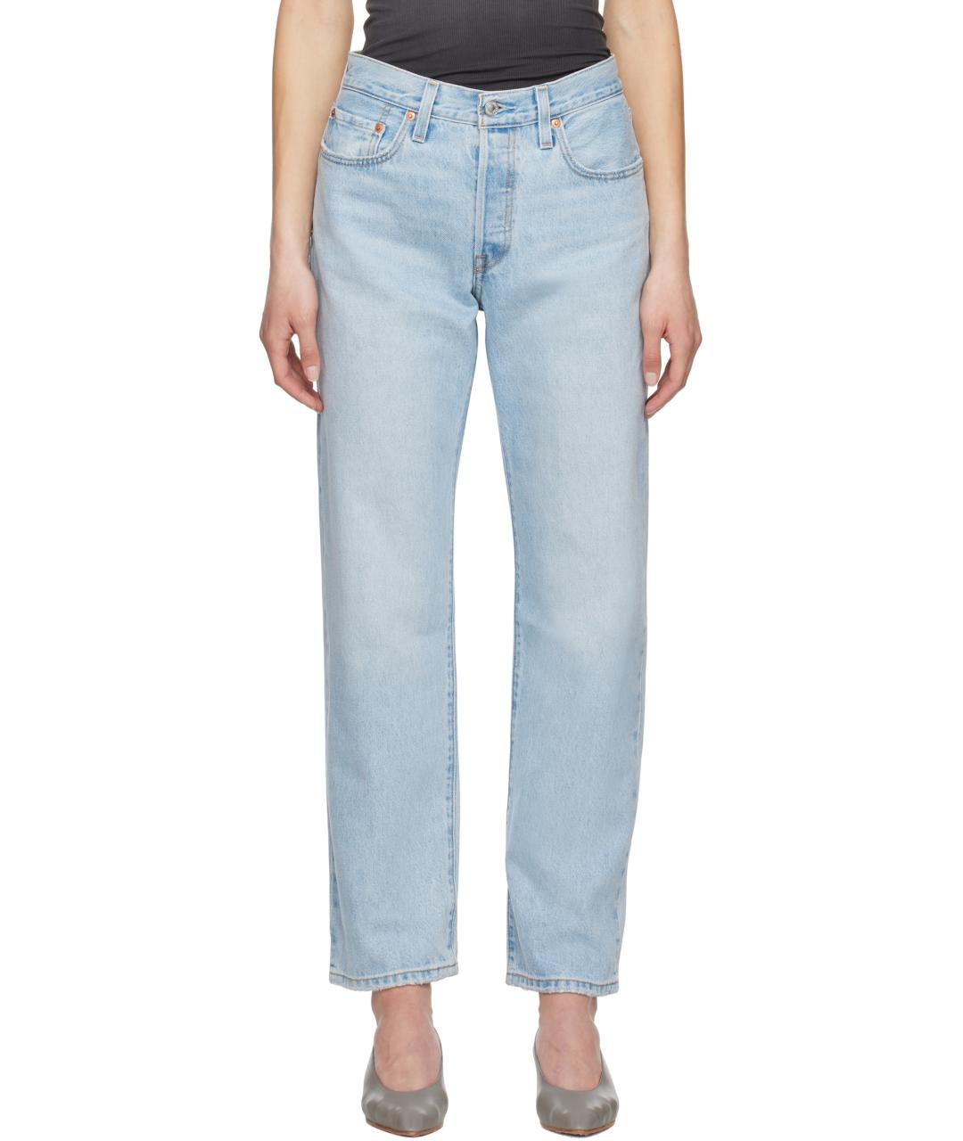LEVI'S Голубые хлопковые прямые джинсы, фото 2