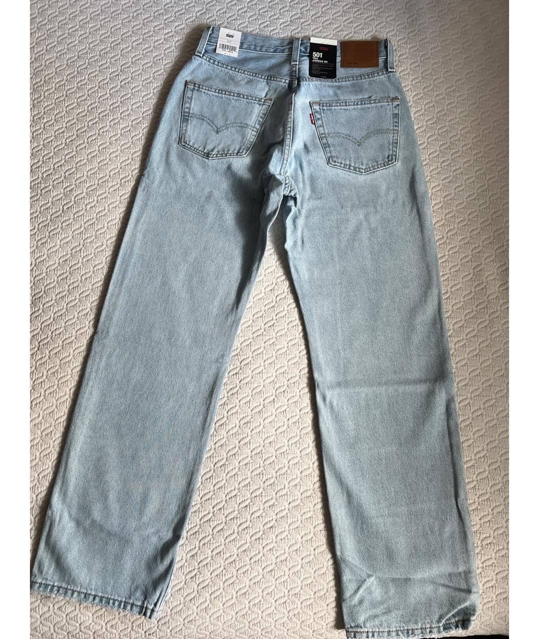 LEVI'S Голубые хлопковые прямые джинсы, фото 6