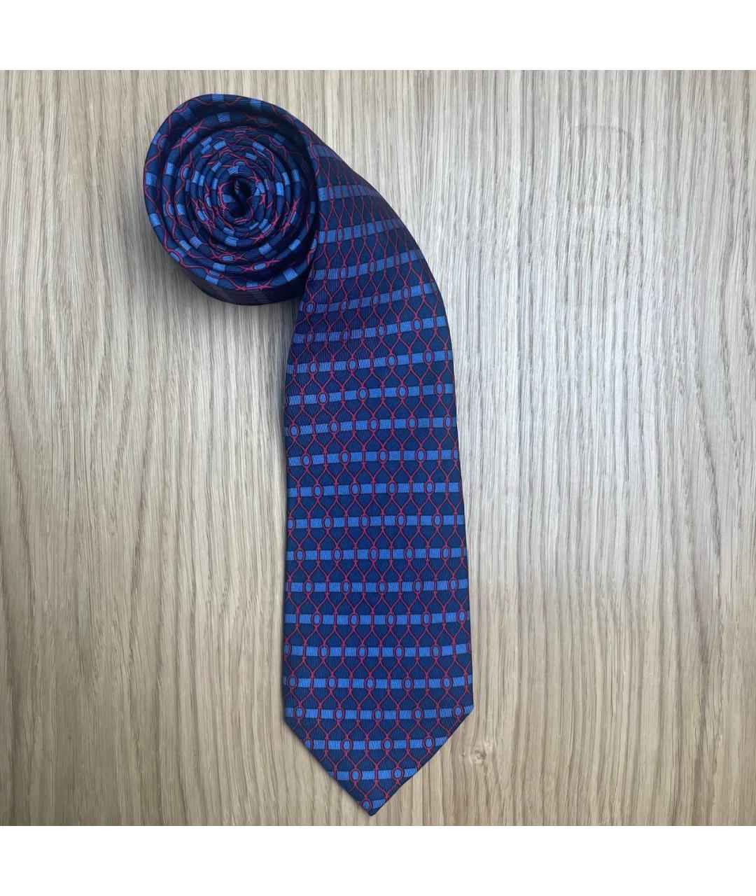 HERMES Синий шелковый галстук, фото 5