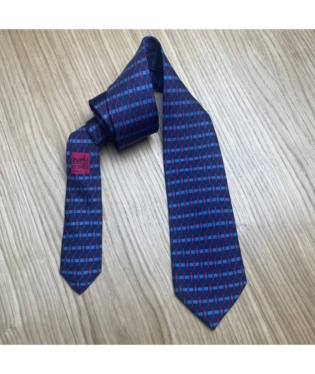 HERMES Синий шелковый галстук, фото 3