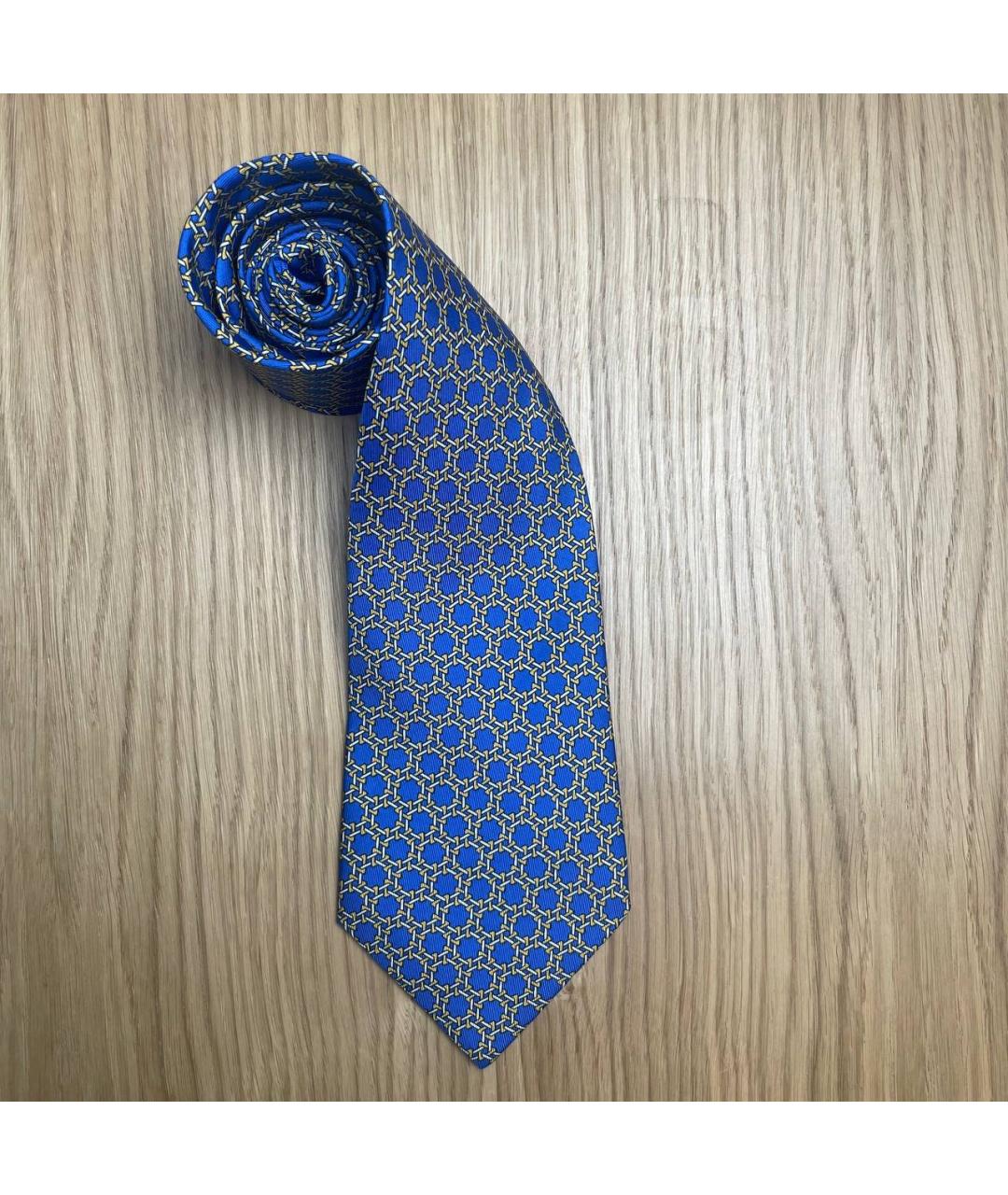 HERMES Синий шелковый галстук, фото 5