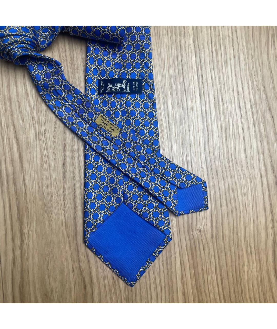 HERMES Синий шелковый галстук, фото 4