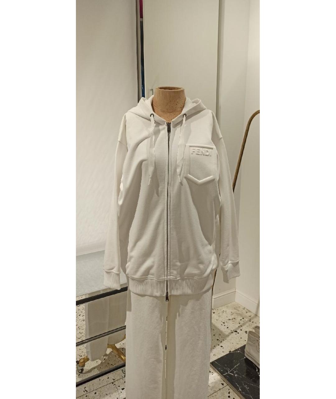 FENDI Белая хлопковая спортивная куртка, фото 8