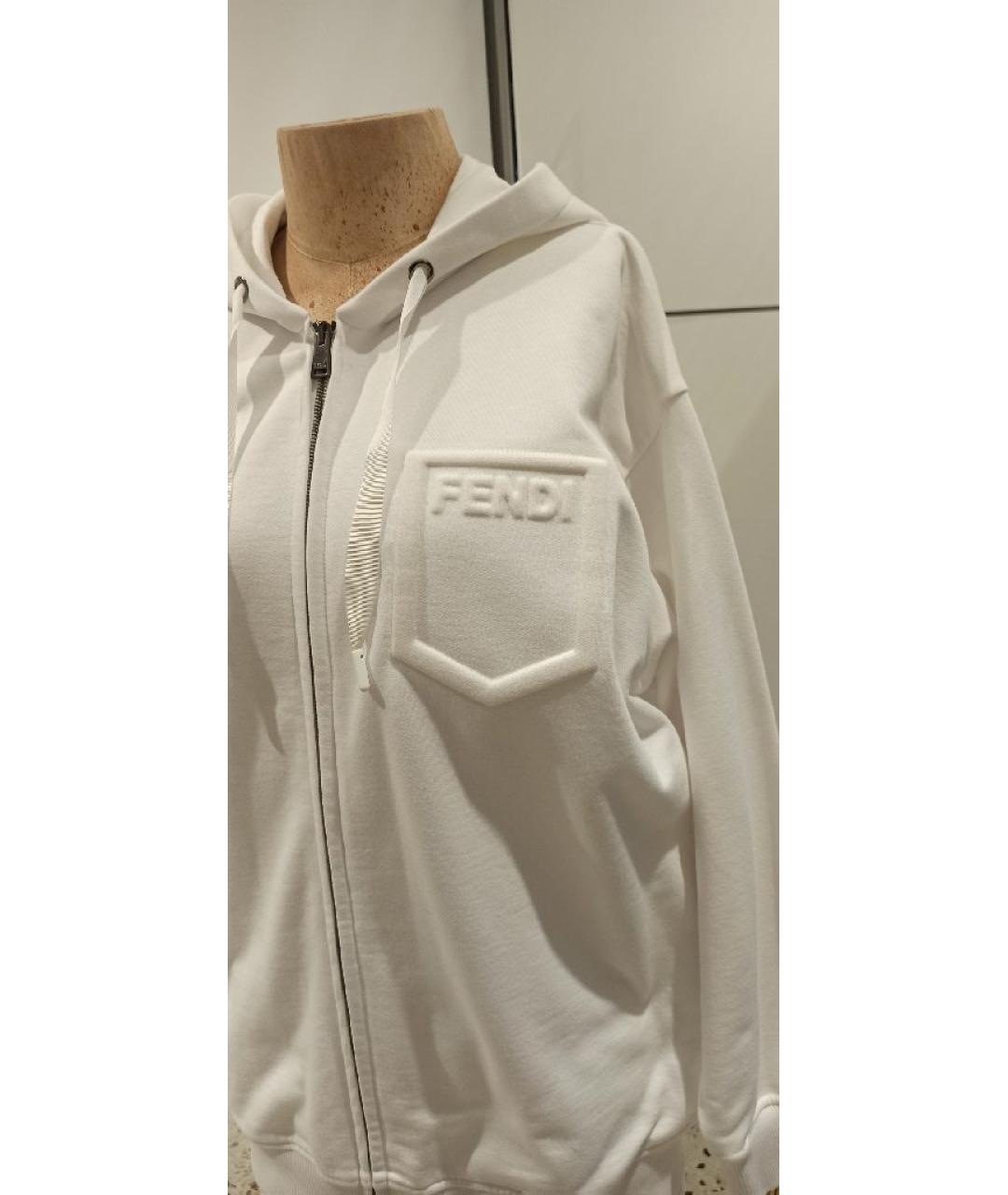 FENDI Белая хлопковая спортивная куртка, фото 4