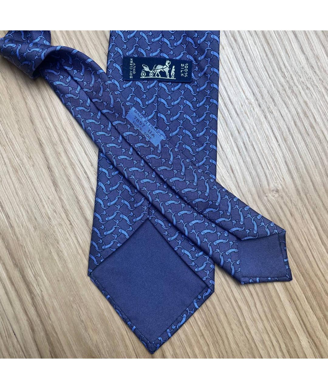 HERMES Синий шелковый галстук, фото 4