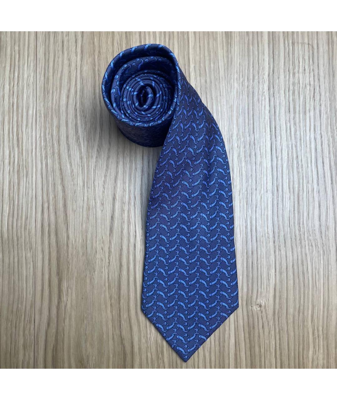 HERMES Синий шелковый галстук, фото 5