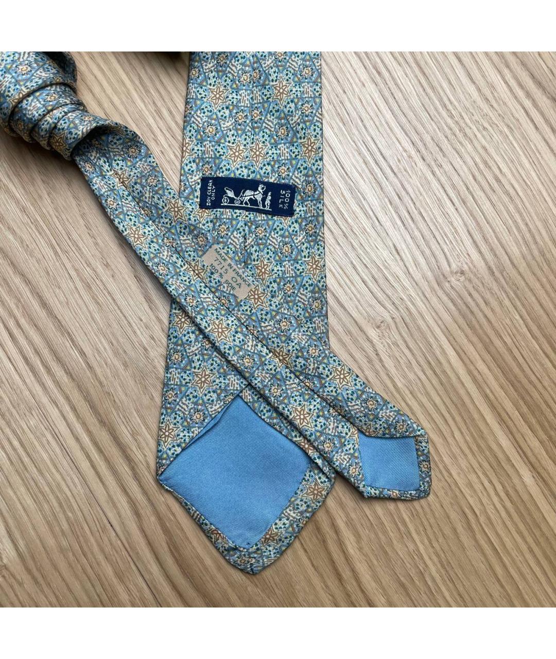 HERMES Голубой шелковый галстук, фото 4