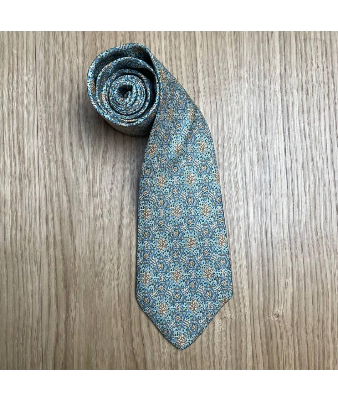 HERMES Голубой шелковый галстук, фото 5