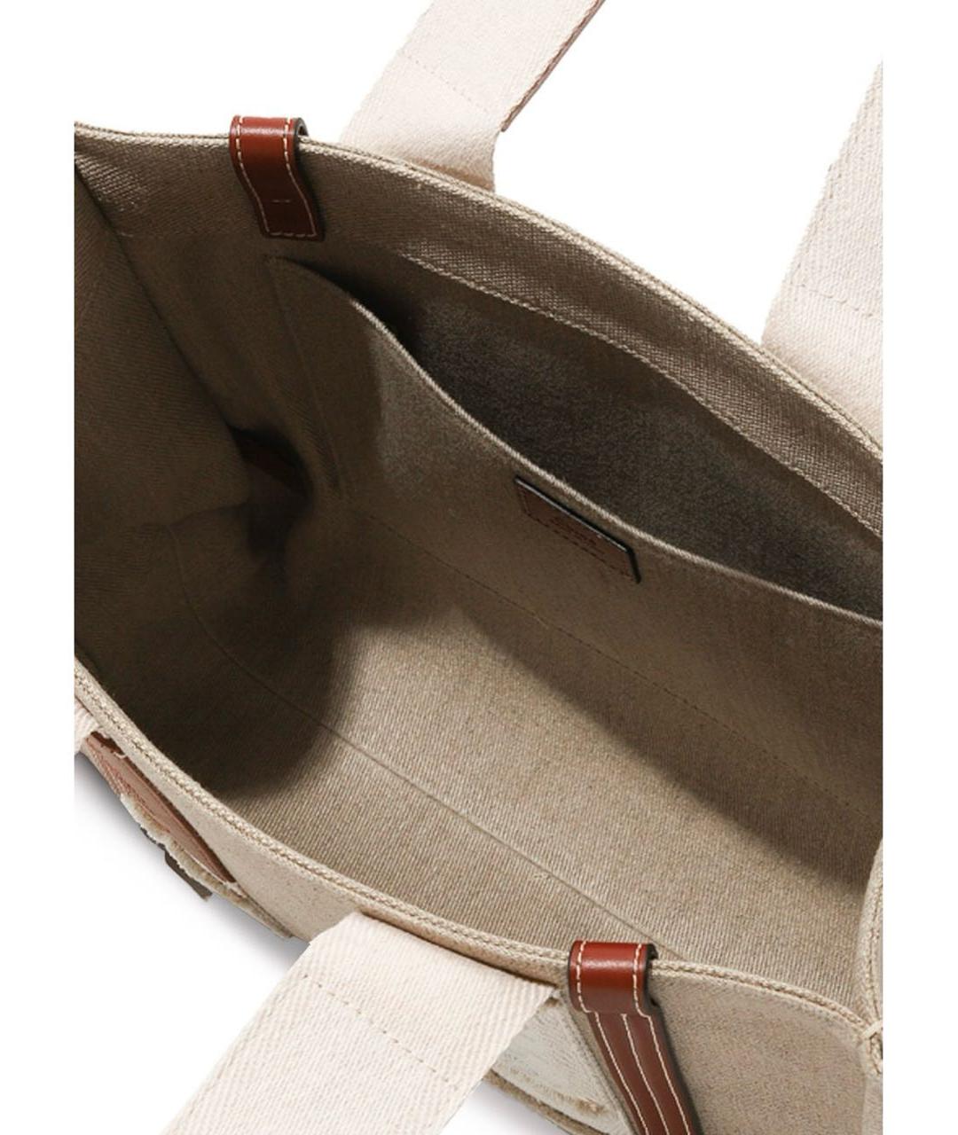 CHLOE Бежевая льняная сумка тоут, фото 3