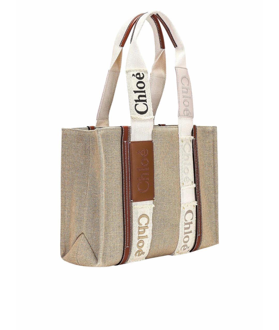 CHLOE Бежевая льняная сумка тоут, фото 1