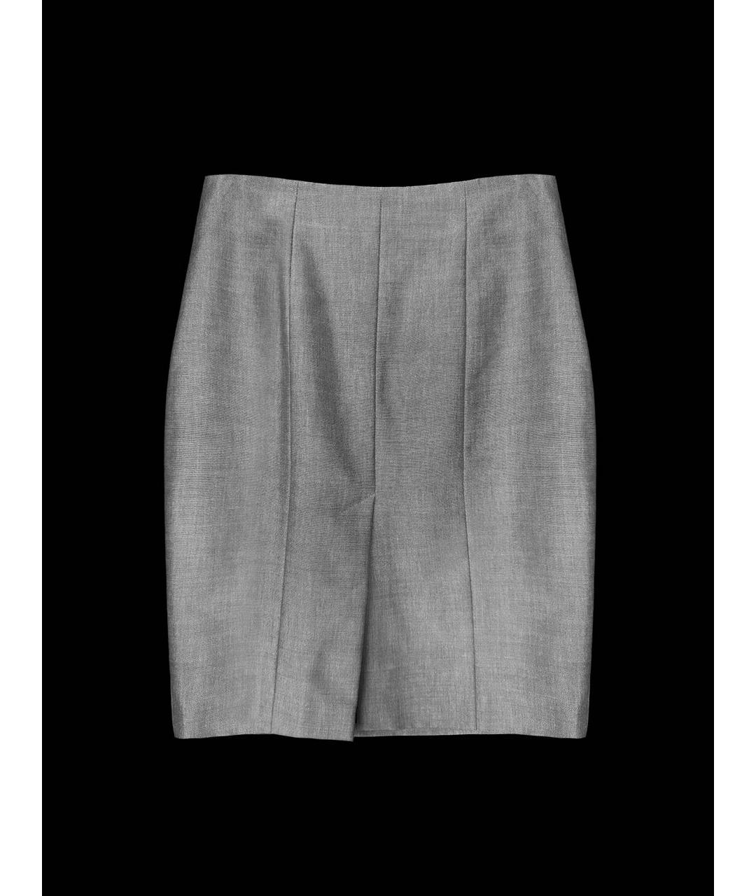 SAINT LAURENT Серая шерстяная юбка мини, фото 2