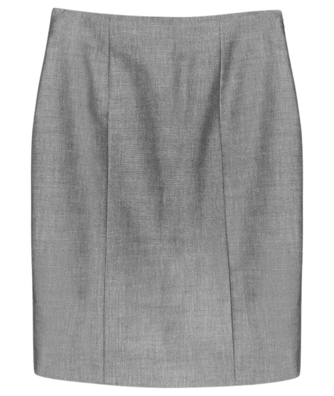 SAINT LAURENT Серая шерстяная юбка мини, фото 1