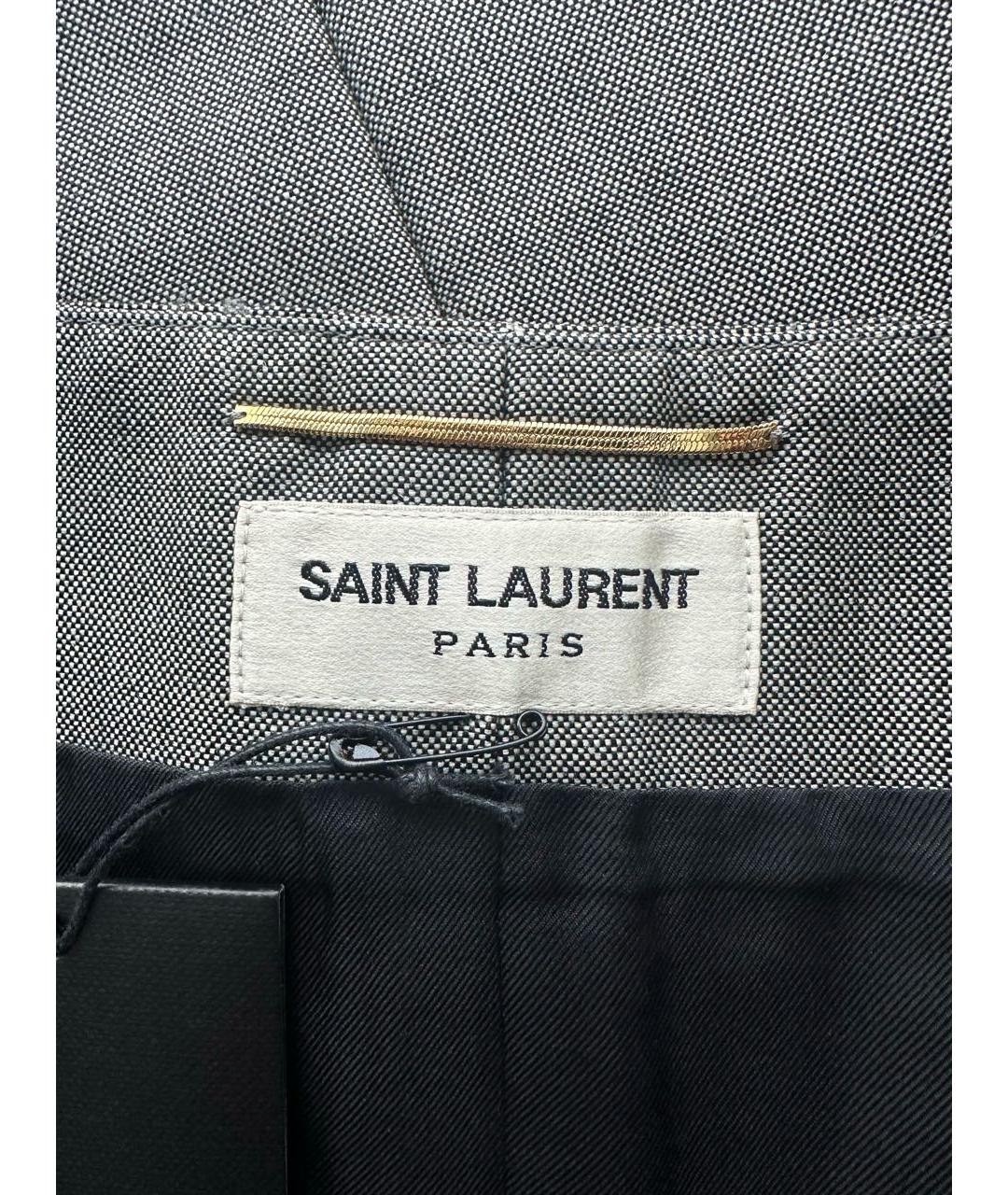 SAINT LAURENT Серая шерстяная юбка мини, фото 3