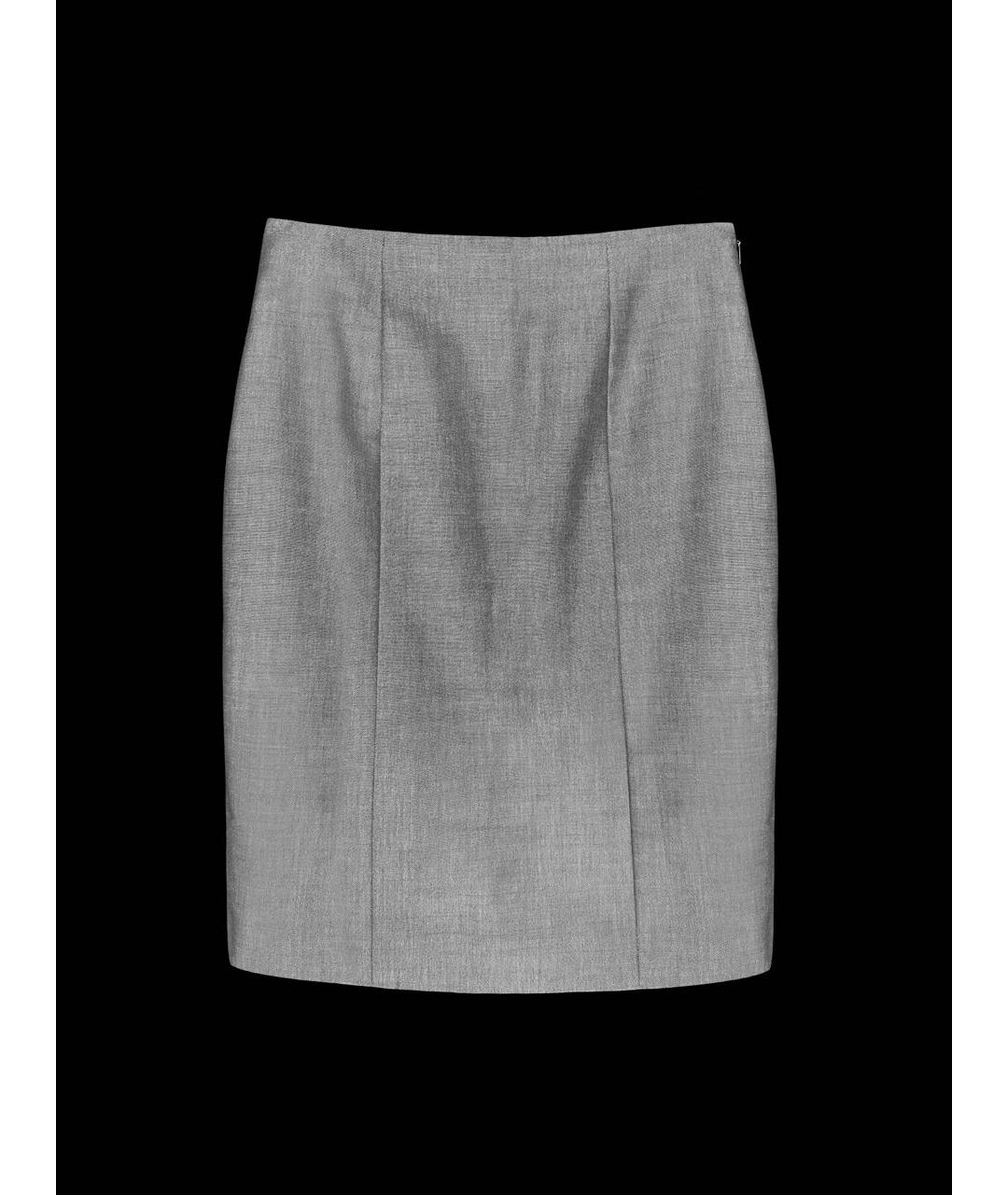 SAINT LAURENT Серая шерстяная юбка мини, фото 4