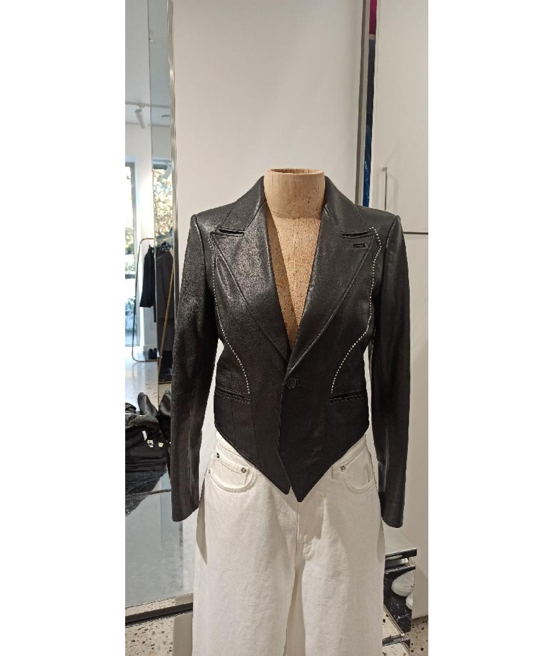 SAINT LAURENT Черный кожаный жакет/пиджак, фото 7