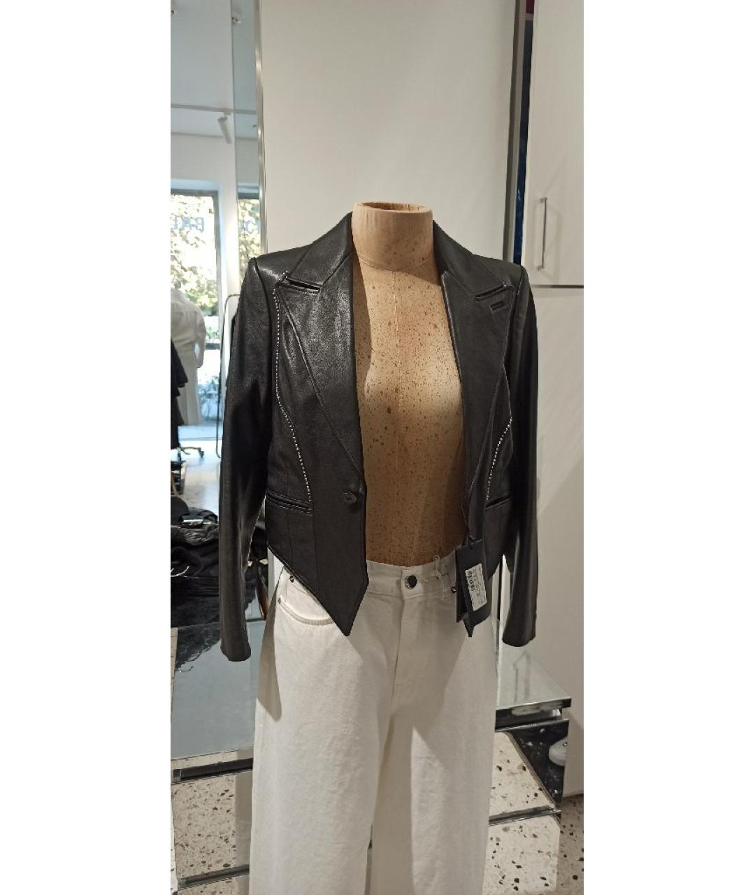 SAINT LAURENT Черный кожаный жакет/пиджак, фото 5