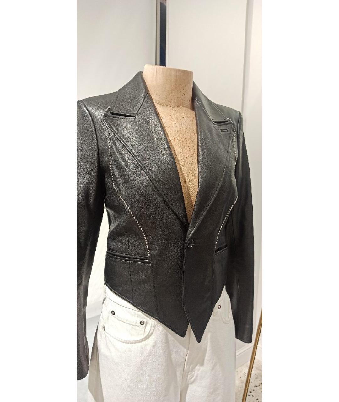 SAINT LAURENT Черный кожаный жакет/пиджак, фото 4