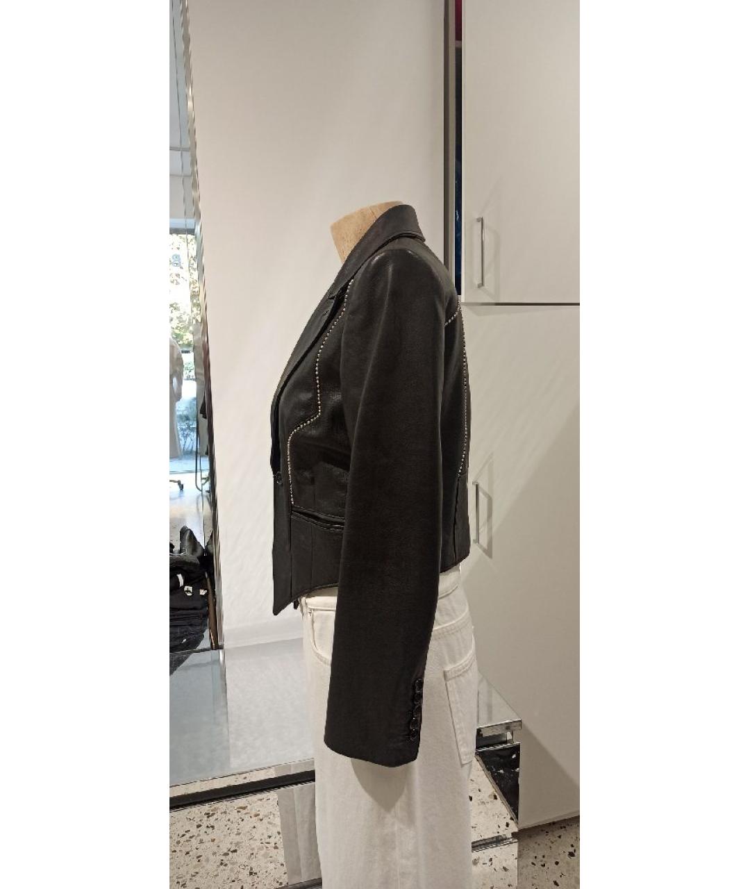 SAINT LAURENT Черный кожаный жакет/пиджак, фото 2