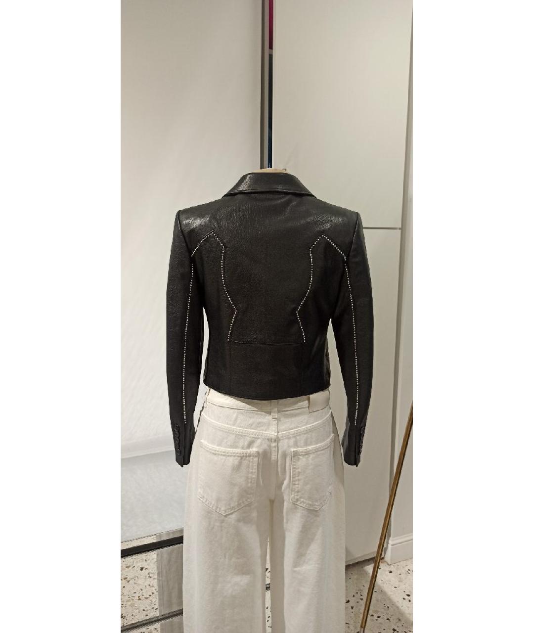 SAINT LAURENT Черный кожаный жакет/пиджак, фото 3