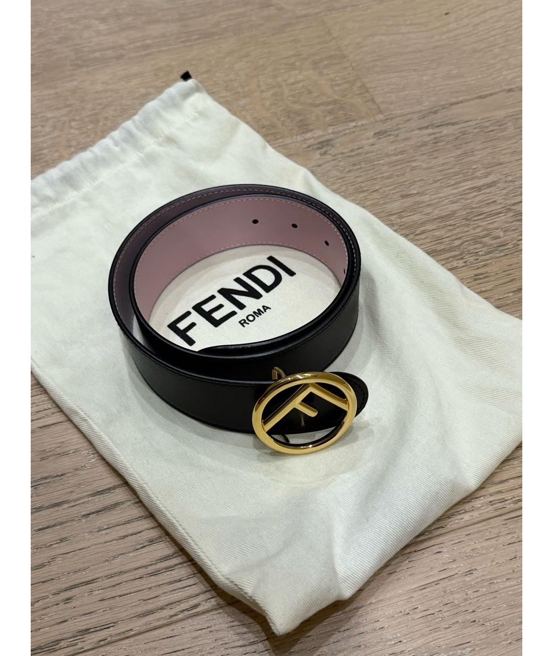 FENDI Черный кожаный ремень, фото 2