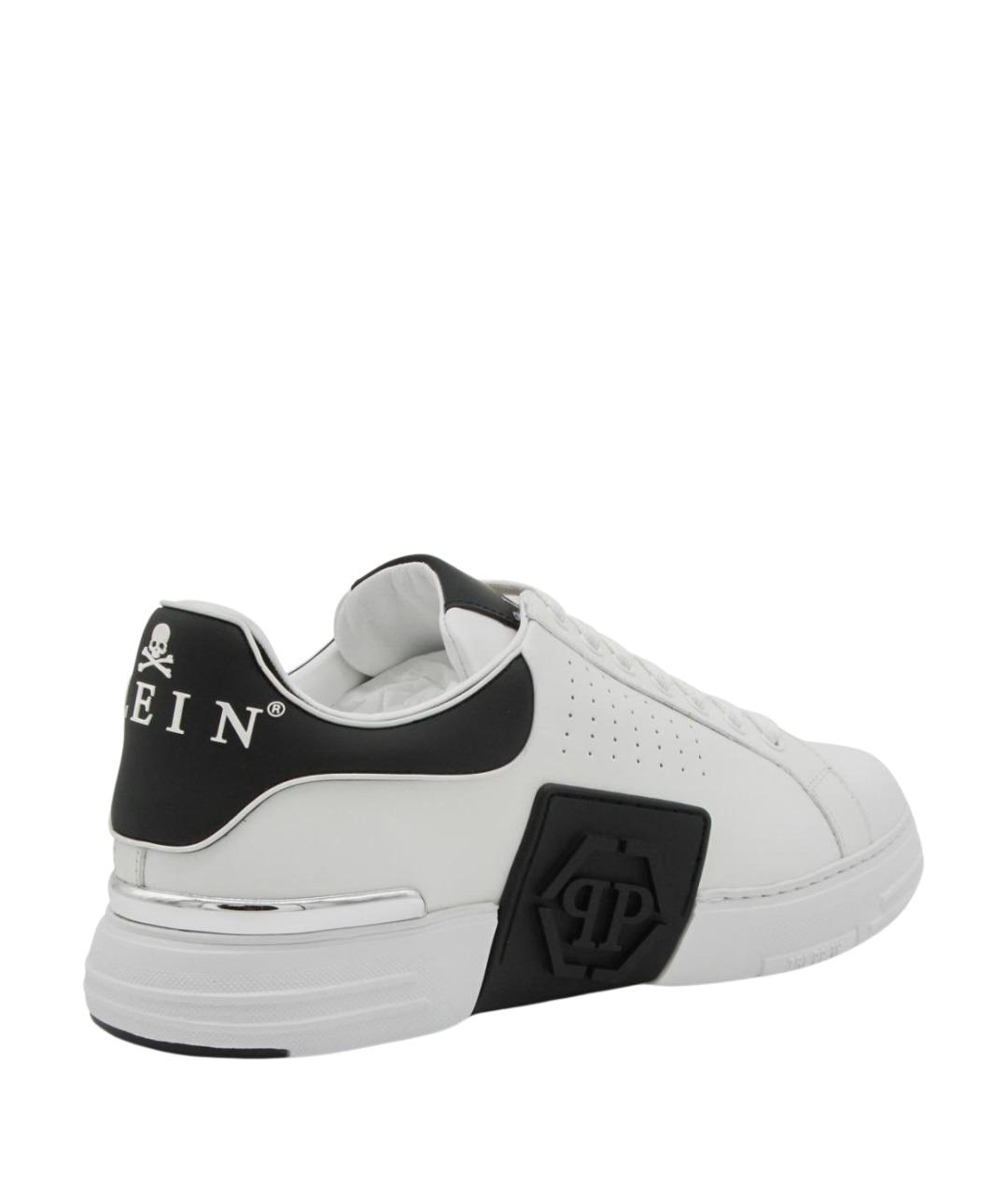 PHILIPP PLEIN Белые кожаные низкие кроссовки / кеды, фото 3