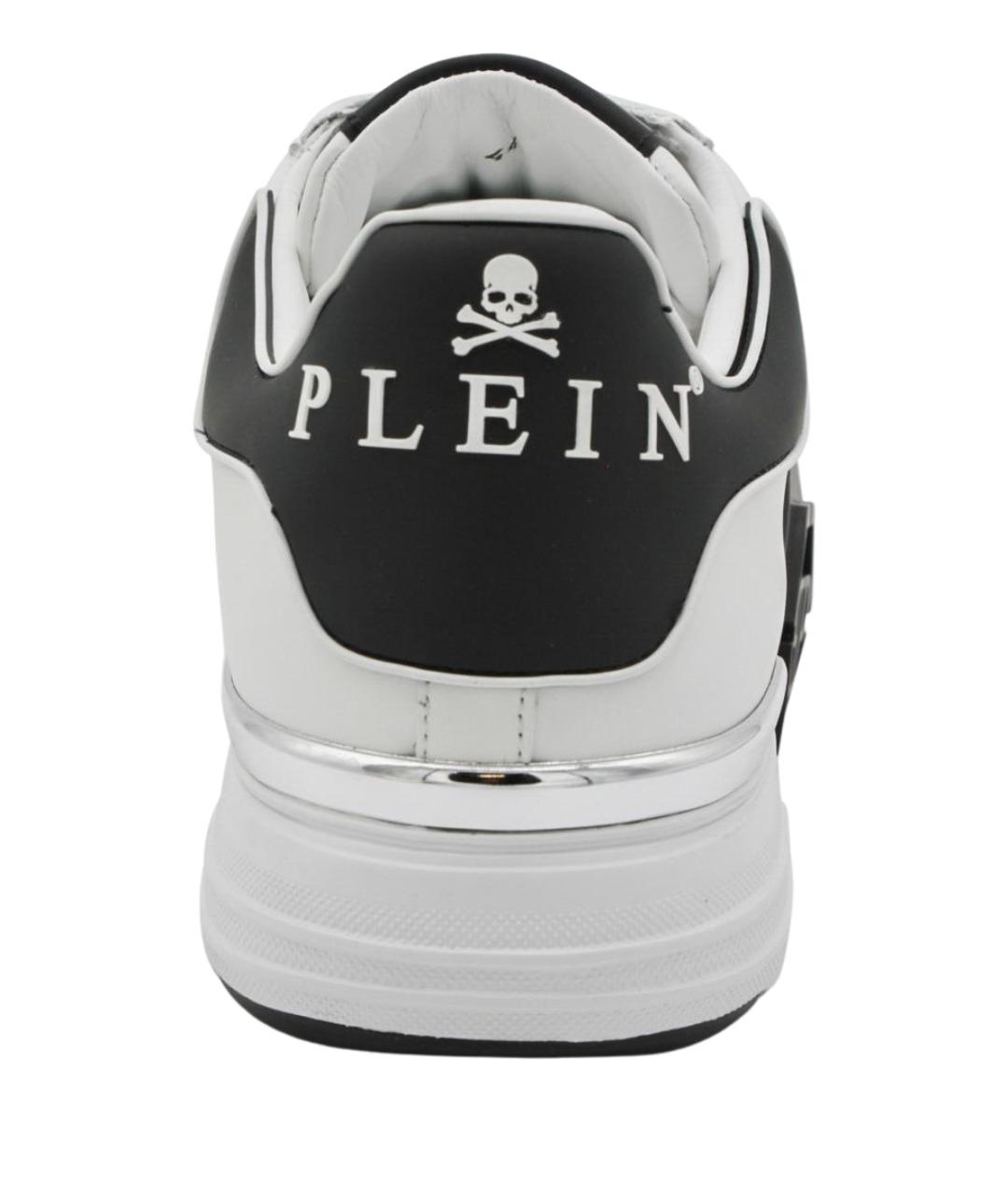 PHILIPP PLEIN Белые кожаные низкие кроссовки / кеды, фото 4