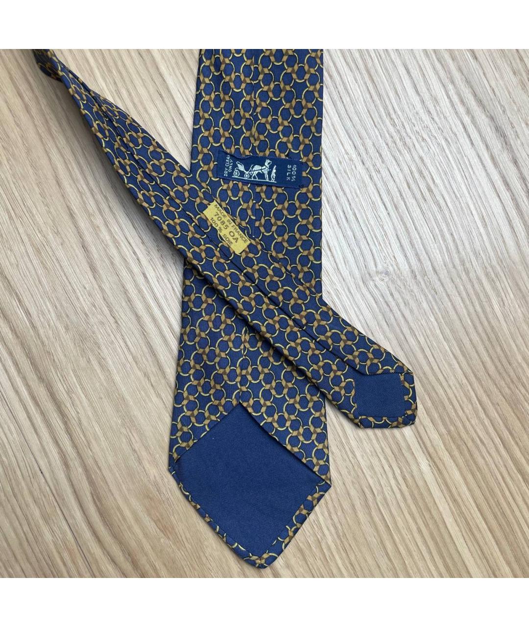 HERMES Синий шелковый галстук, фото 4