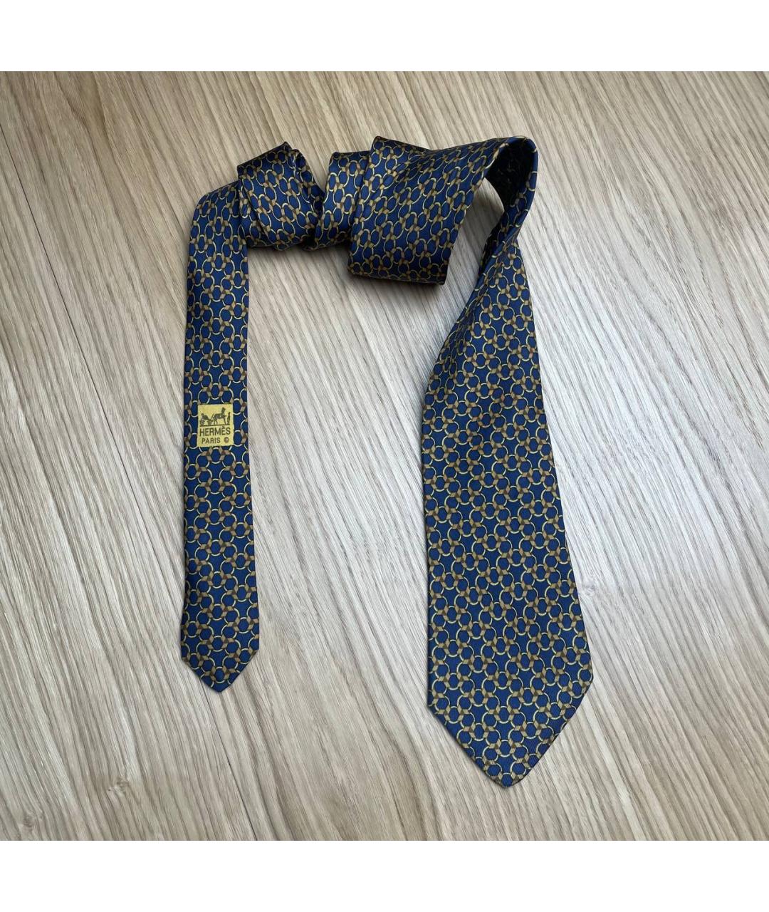 HERMES Синий шелковый галстук, фото 3