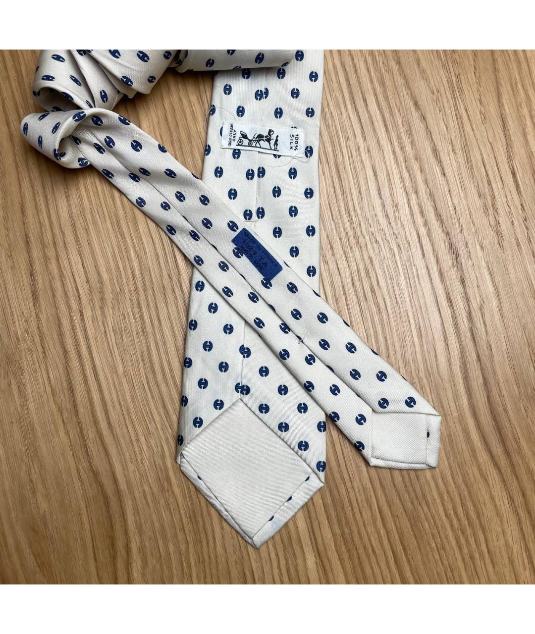 HERMES Белый шелковый галстук, фото 4