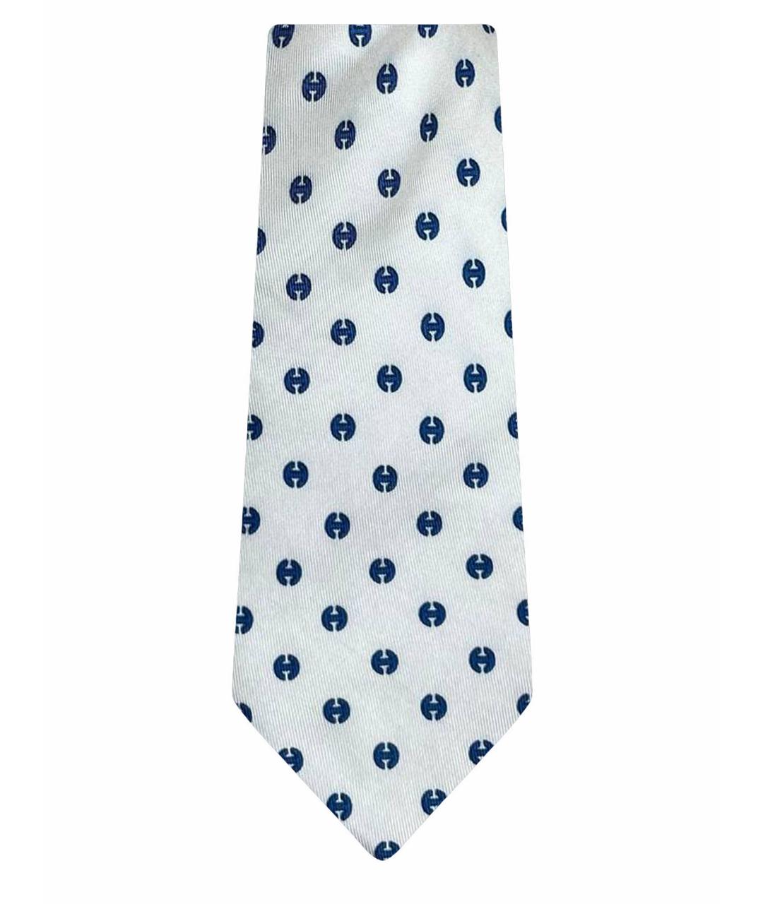 HERMES Белый шелковый галстук, фото 1