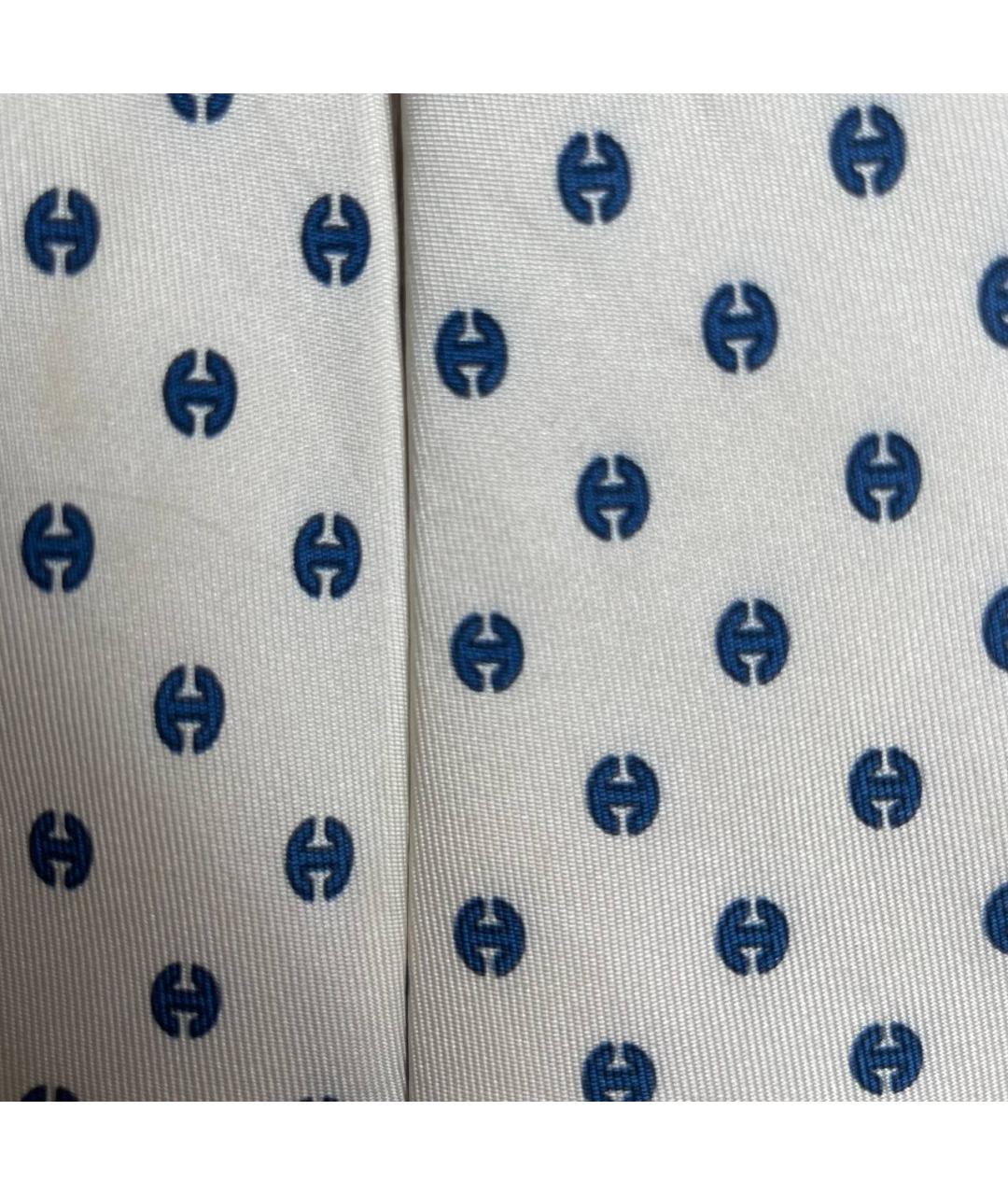 HERMES Белый шелковый галстук, фото 2