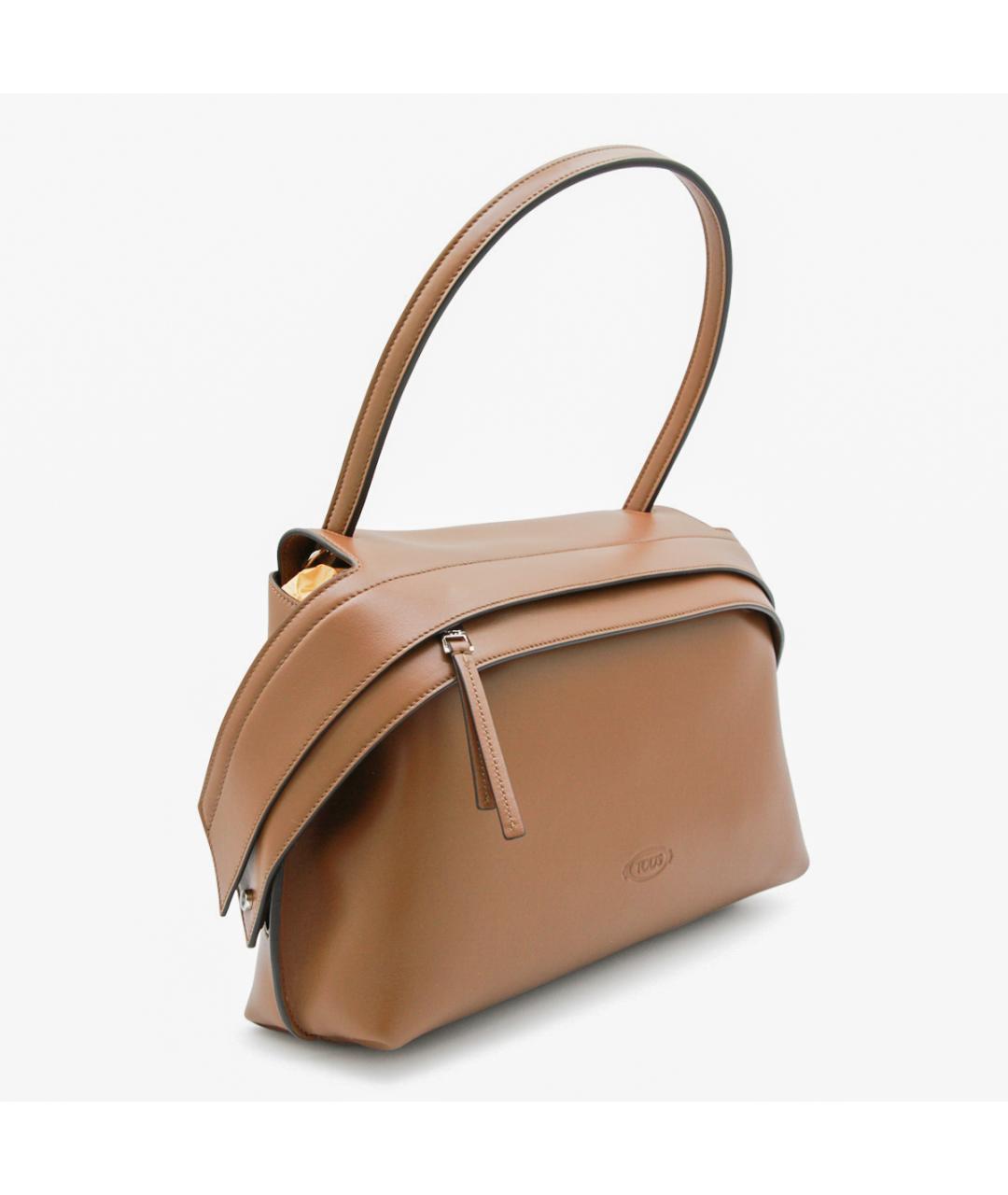 TOD'S Коричневая кожаная сумка с короткими ручками, фото 2