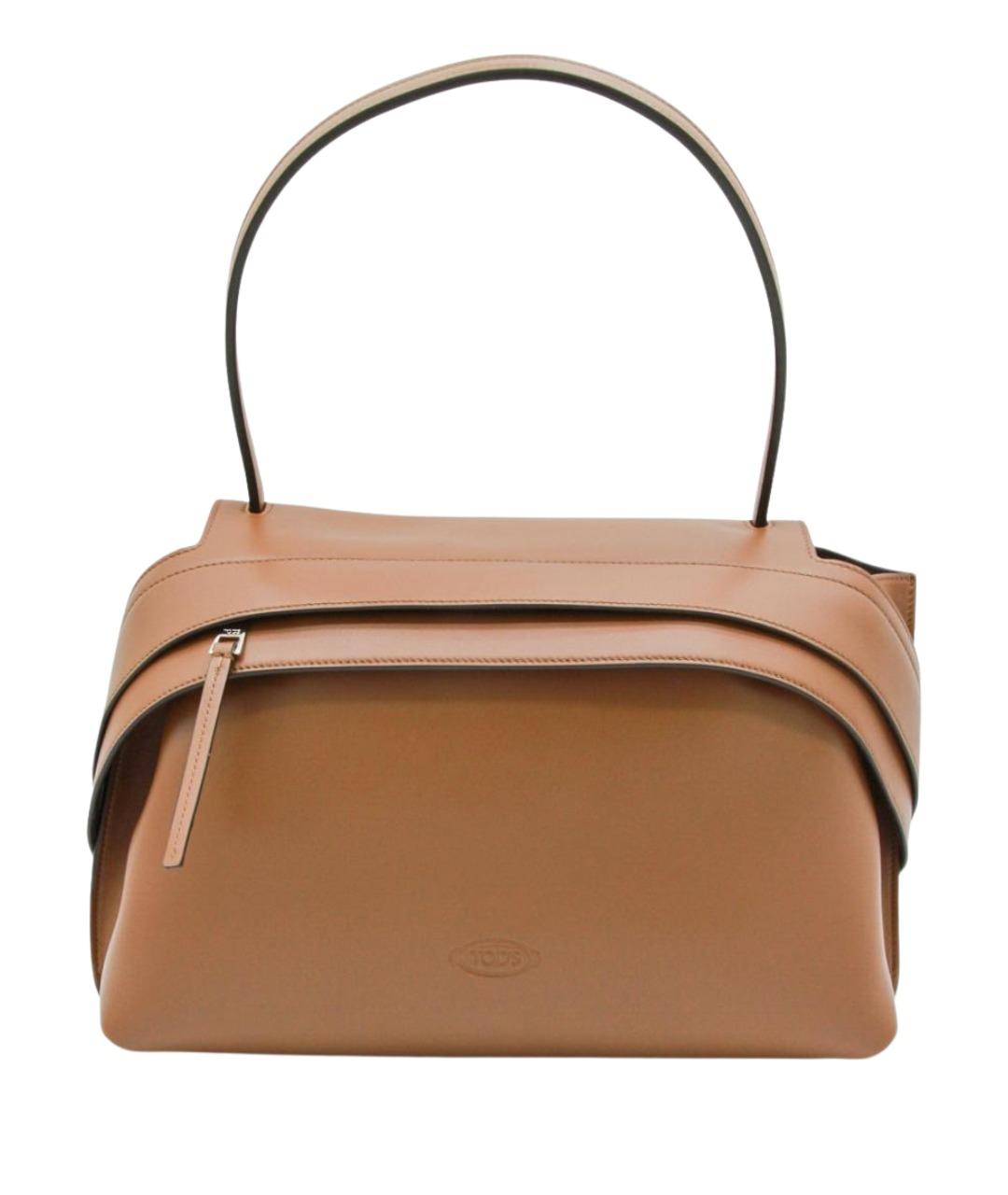 TOD'S Коричневая кожаная сумка с короткими ручками, фото 1