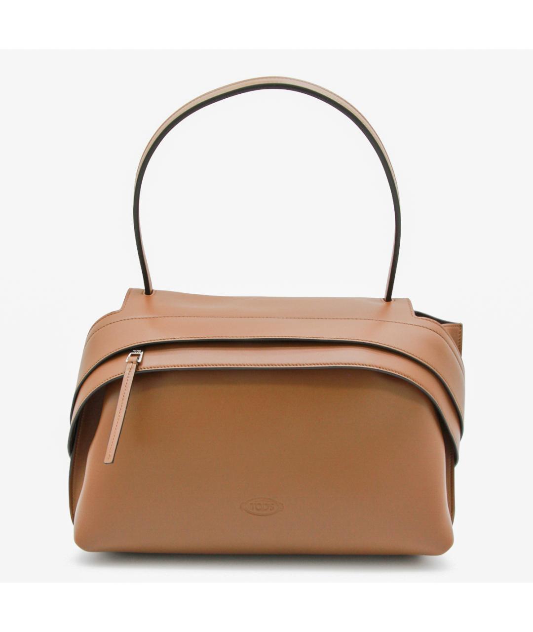 TOD'S Коричневая кожаная сумка с короткими ручками, фото 5