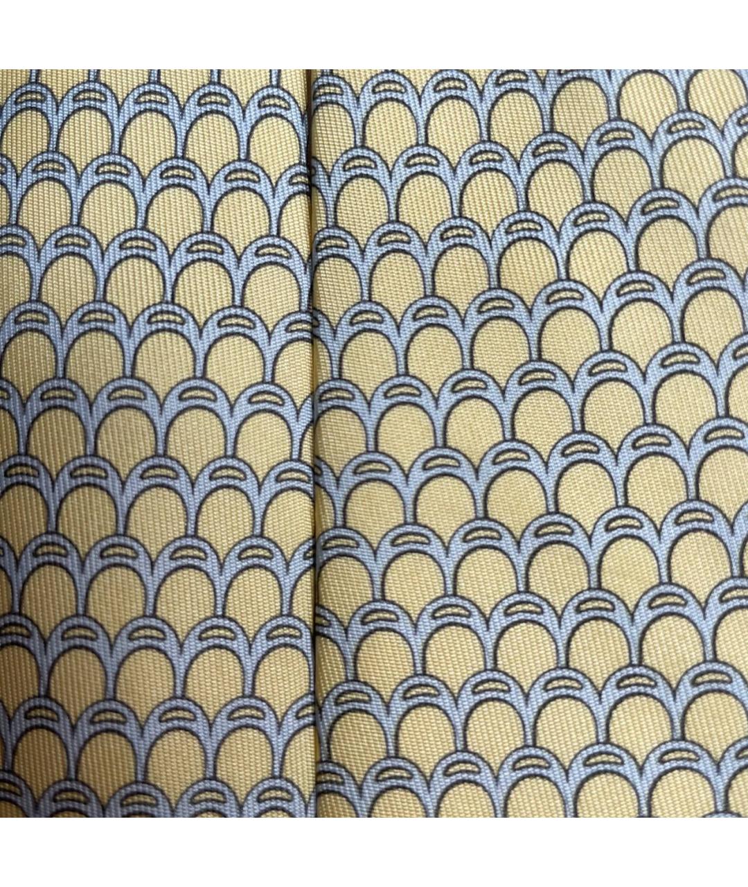 HERMES Желтый шелковый галстук, фото 2