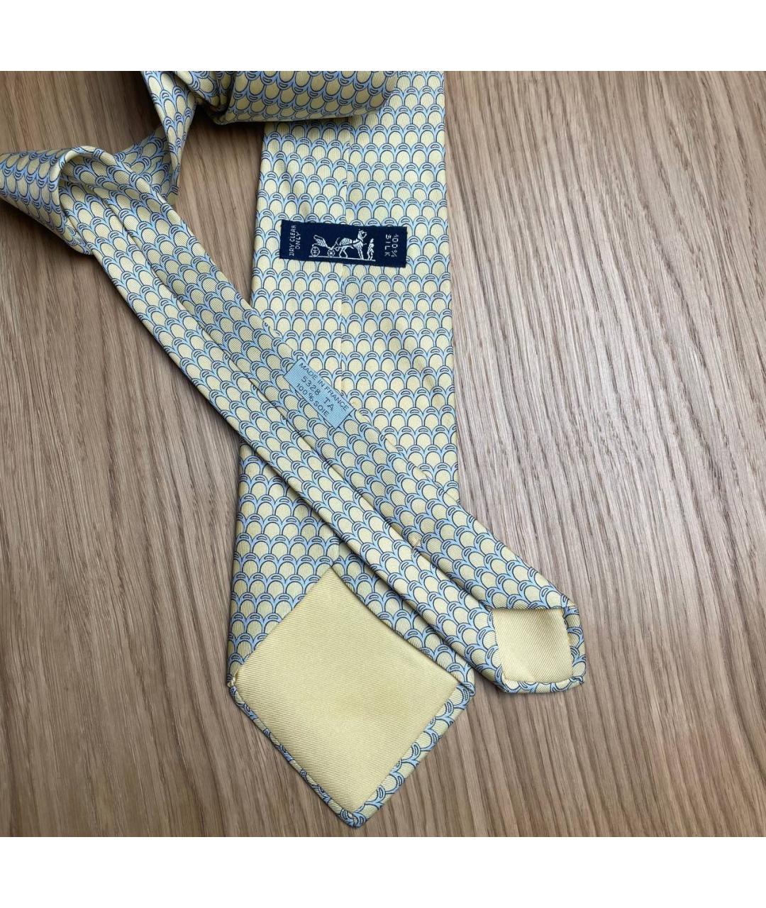 HERMES Желтый шелковый галстук, фото 4