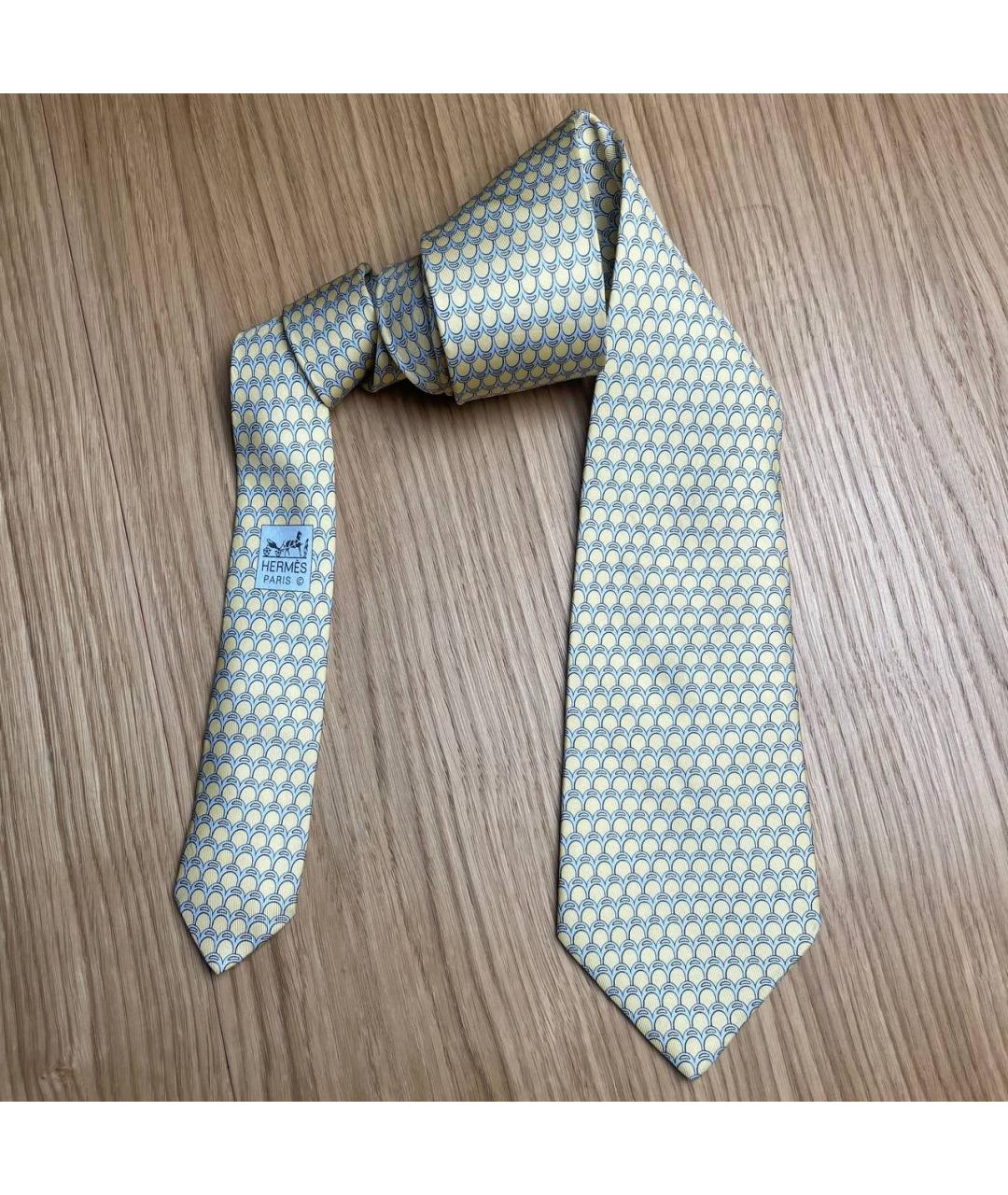 HERMES Желтый шелковый галстук, фото 3