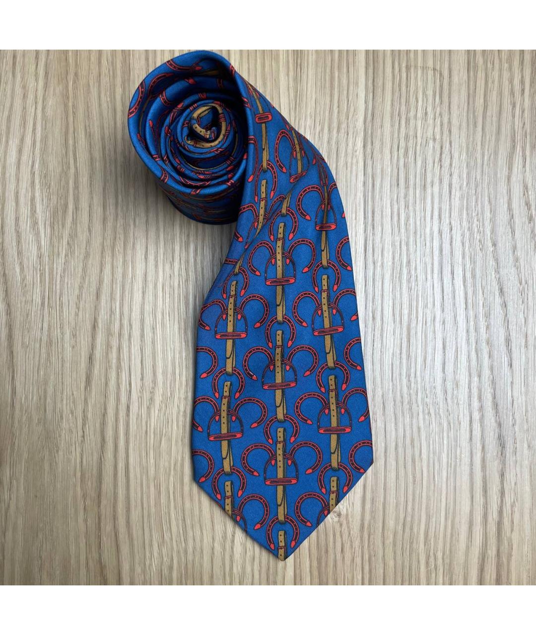 HERMES Синий шелковый галстук, фото 5