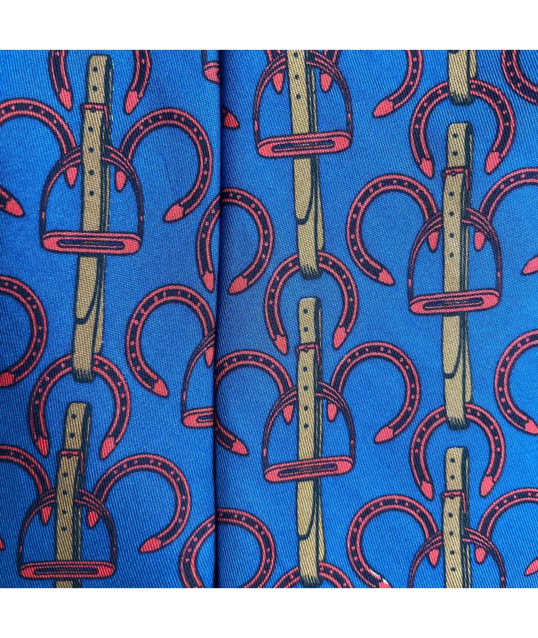 HERMES Синий шелковый галстук, фото 2