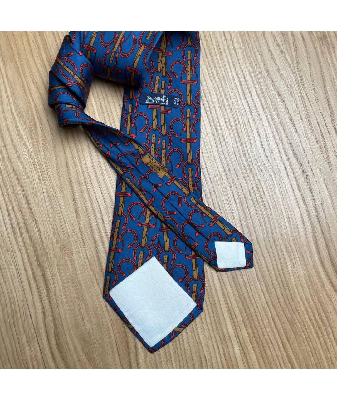 HERMES Синий шелковый галстук, фото 4